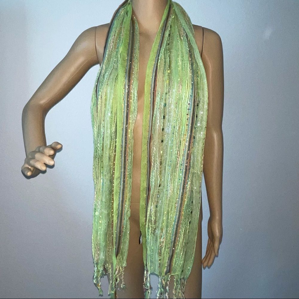 2 Chic Sparkly Scarf Green Pink Orange Blue Purple White With Fringe
